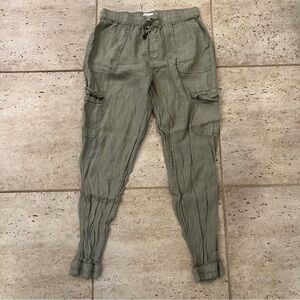 Nicole Miller Green Linen Cargo Pants M